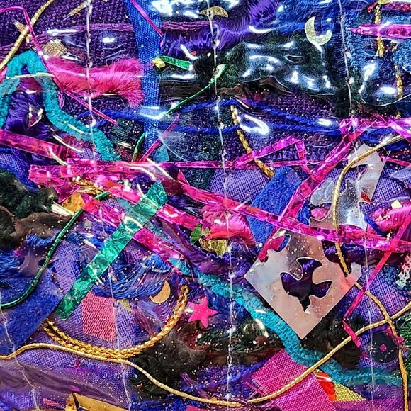 Northern Brights Confetti Mylar Recycled Trash Art Bag Purse Colorful Art Deco - Picture 6 of 13